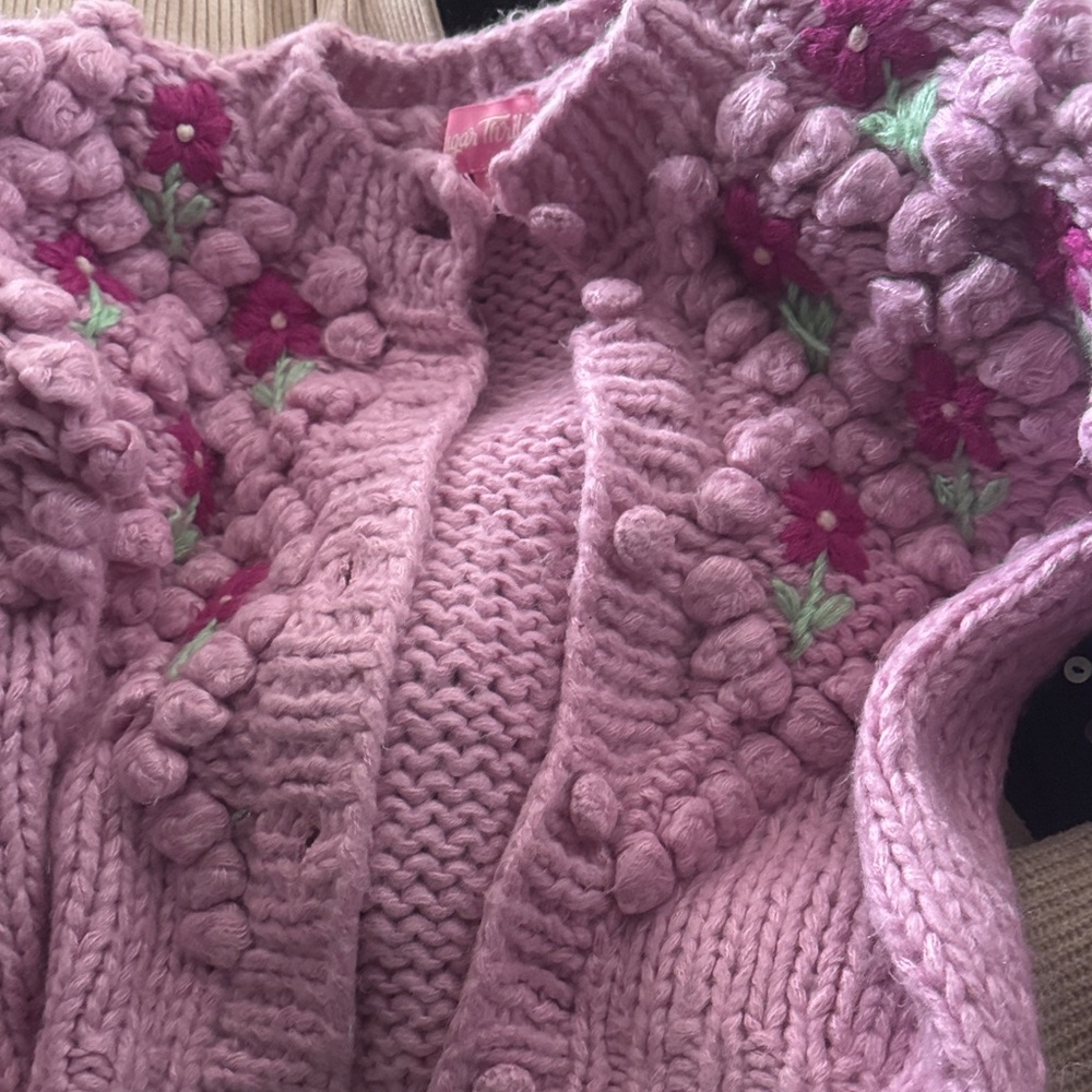 Sugar Thrillz Pink Floral Knit Cardigan